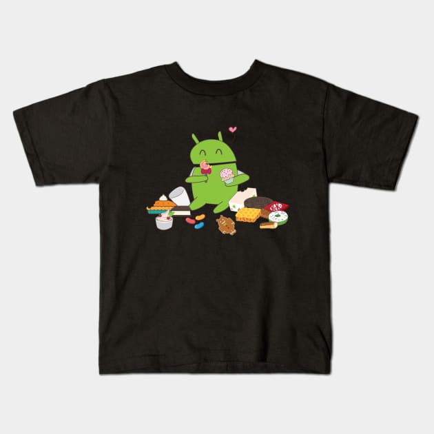 Candy Muncher Android Bot Bugdroid Kids T-Shirt by FungibleDesign